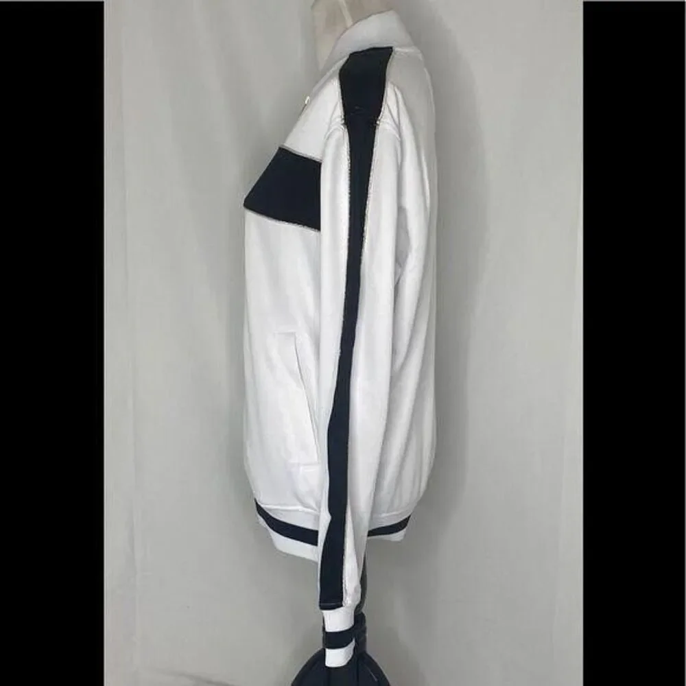CSG Track Jacket Mens Medium White Black Full Zip Athletic Long Sleeve